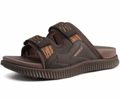 Brown casual sandal with adjustable straps.