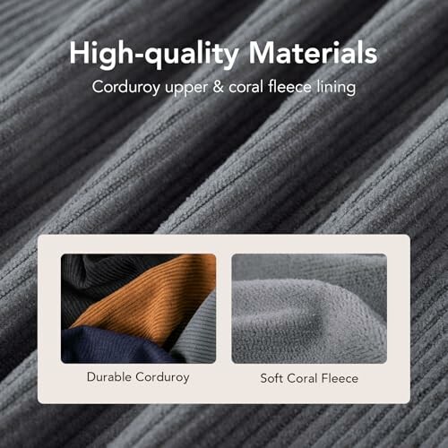 High-quality materials with corduroy and coral fleece.