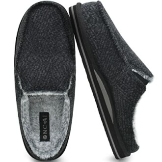 Pair of grey men's slippers with soft lining