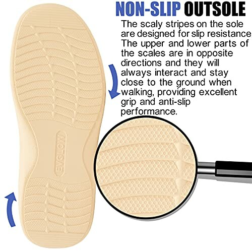 Non-slip shoe outsole with scaly stripes for grip.