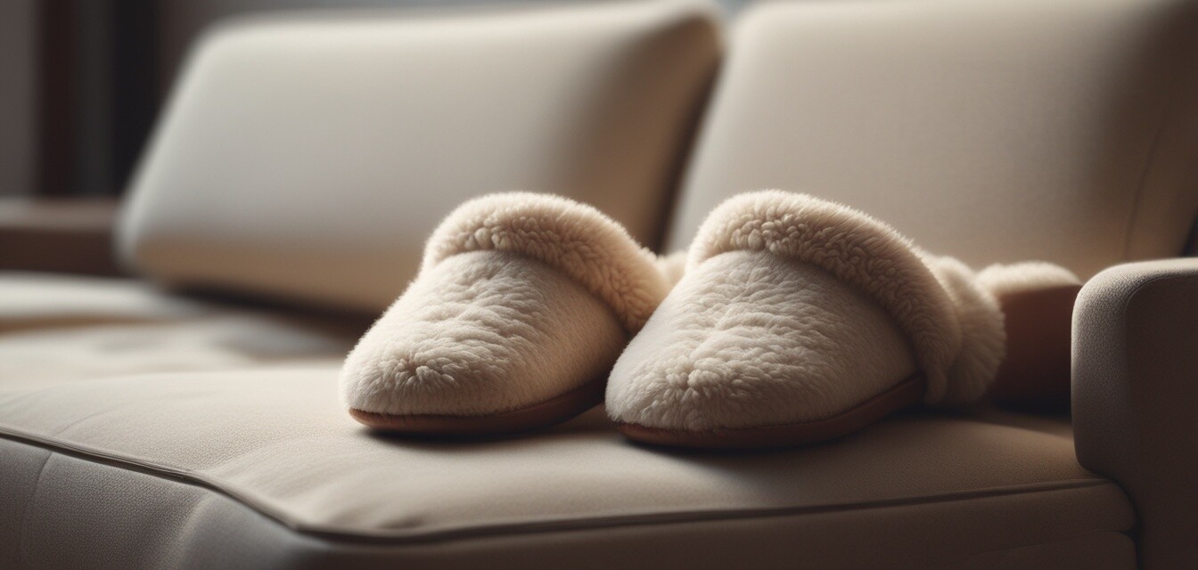 Comfortable slippers on a couch