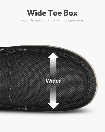 Top view of a shoe with a wide toe box for comfort.